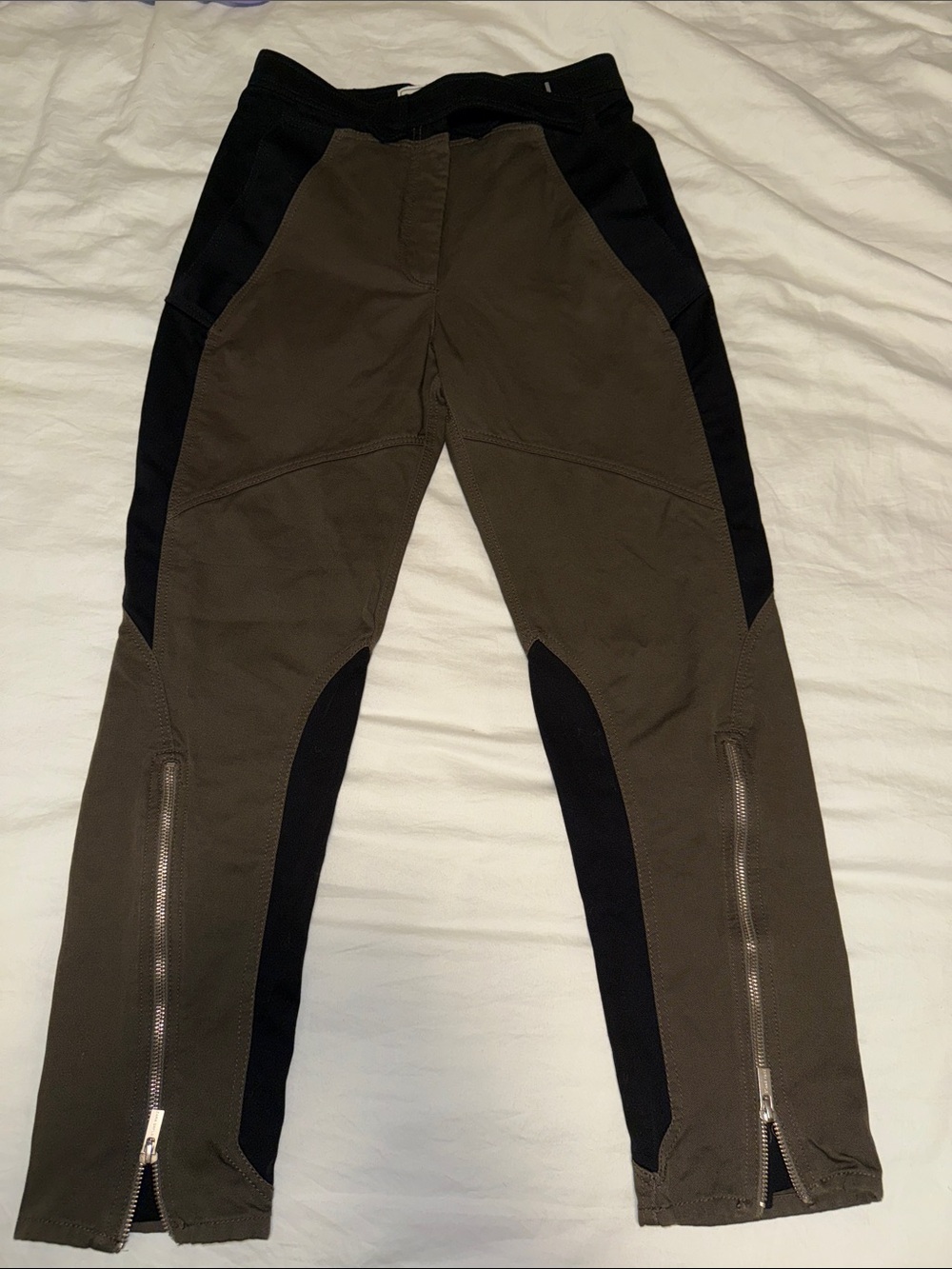 Womens Two-Tone denim Pants - Black & Olive